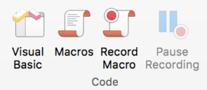 macro, code area of Word's Developer ribbon