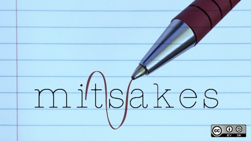 photo of pen correcting typo in the word mistake